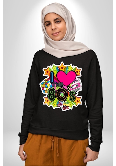 80leri Seviyorum Kaset Ve Özel Hediye Unisex Siyah Sweatshirt Siyah