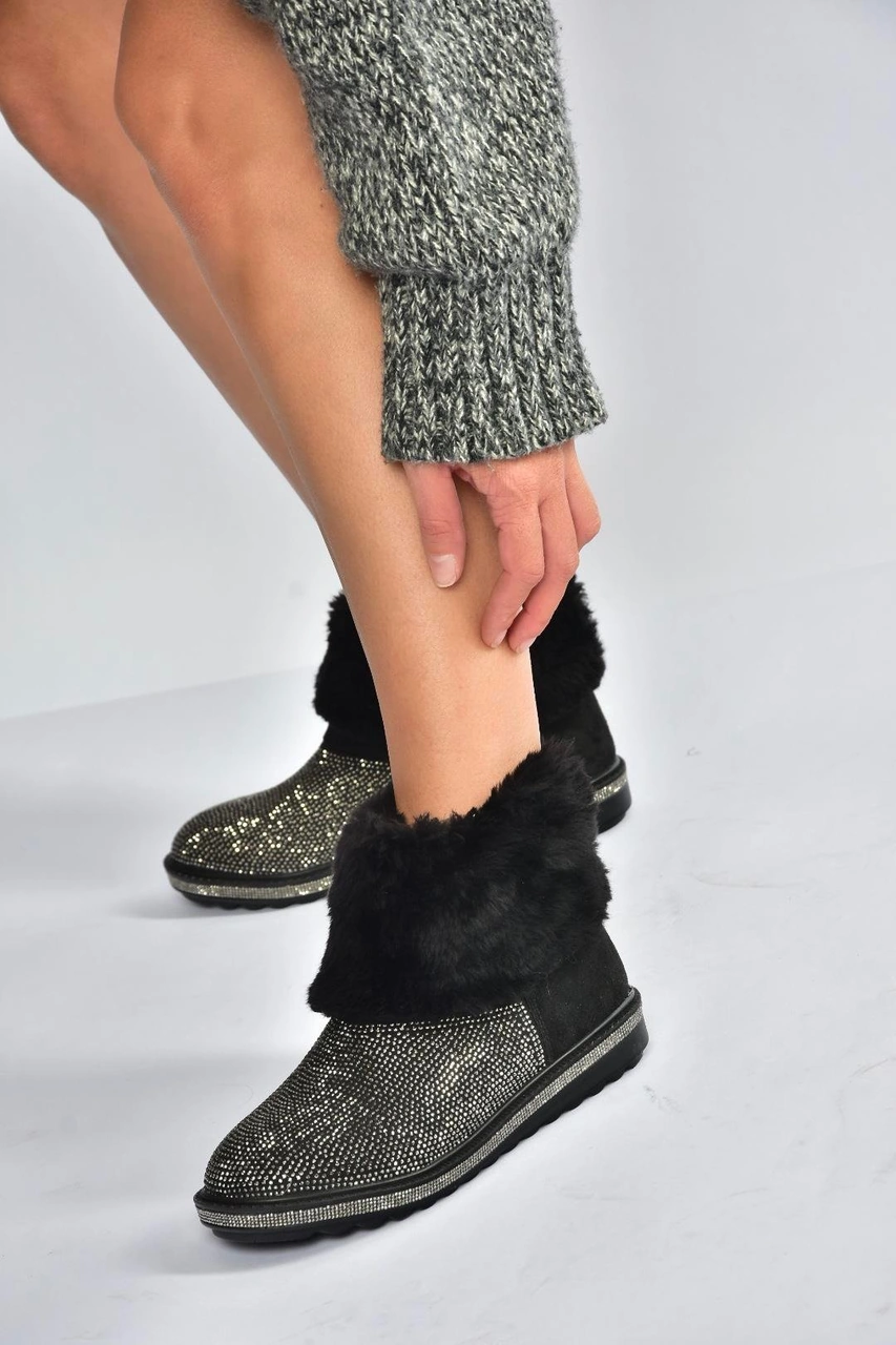 Fox Shoes V250014702 Platin Süet Tüylü Kadın Bot Platin-süet