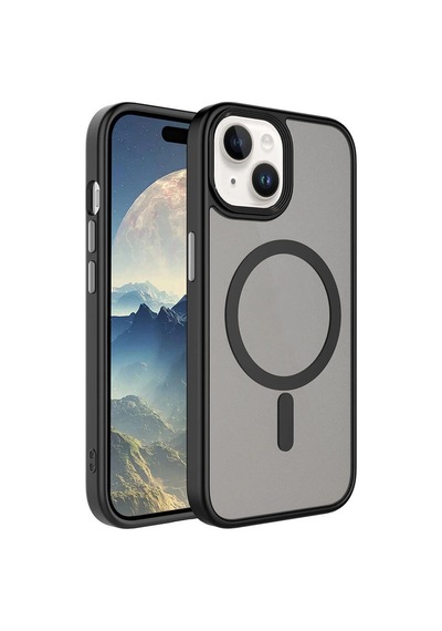 Apple Uyumlu  iPhone 15 Kılıf Mat Arka Yüzey Wireless Şarj Özellikli Zore Flet M-safe Kapak