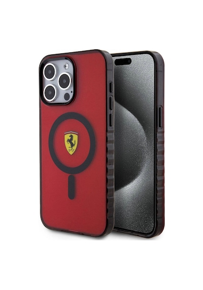 Apple Uyumlu iPhone 15 Pro Max Kılıf Ferrari Lisanslı M-safe Şarj Özellikli Tırtıklı Kenar Tasarıml Çok Renkli