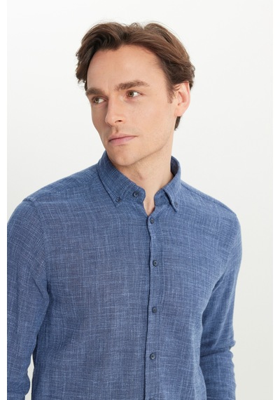 AC&Co / Altınyıldız Classics Erkek Lacı %100 Pamuk Flamlı Slim Fit Dar Kesim Düğmeli Yaka Armürlü Gömlek Lacı AC&Co / Altınyıldız Classics Erkek Lacı %100 Pamuk Flamlı Slim Fit Dar Kesim Düğmeli Yaka Armürlü Gömlek Lacı