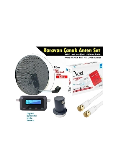 Antenci 40cm Delikli Karavan Çanak Anten Seti +next Hd Uydu Alıcısı + Divisat Dijital Uydu Bulucu