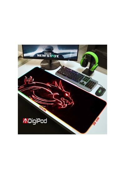 Digipod Rgb Gaming Oyuncu Mousepad 70x30 Xl Kaymaz Taban Mouse Pad 4mm Kalınlık