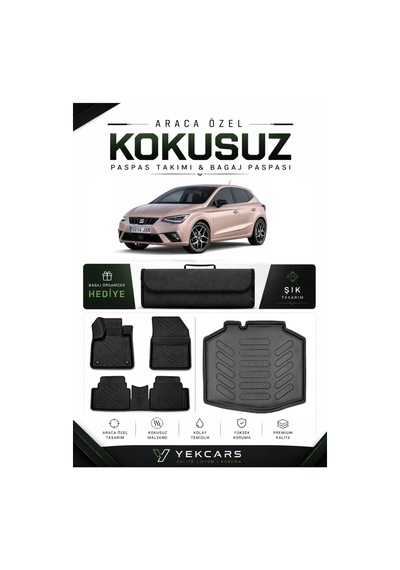 Seat İbiza 2017 Model Aracınıza Özel 4d Karbonlu Kauçuk Paspas Takımı Ve Bagaj Havuzu