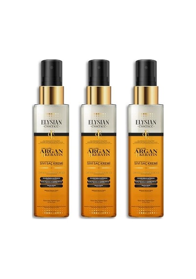 Organik Argan &amp Keratin Sıvı Saç Kremi 3'lü Set Durulanmayan, Dökülme Karşıtı, Onarıcı Ve Dolgunlaşt