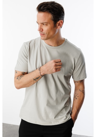 Genius Store Erkek T-shirt %100 Pamuk Regular Fit Standart Kesim Bisiklet Yaka Basic Tişört Basıc-t-shırt1 Gri