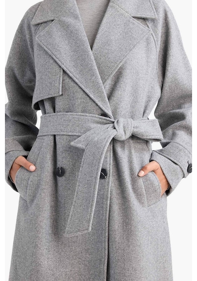 Defacto Regular Fit Düğmeli Kaşe Uzun Kaban F1213ax25wngr476 Gri-gr476