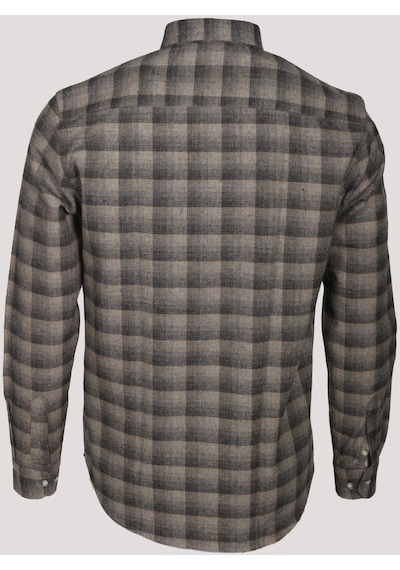 Erkek Gömlek Bej Uzun Kol Ekose Kareli Flanel Yün Tuşeli Slim Fit Düğmeli Yaka Shirt Ncs Jeans 7266-bej Bej