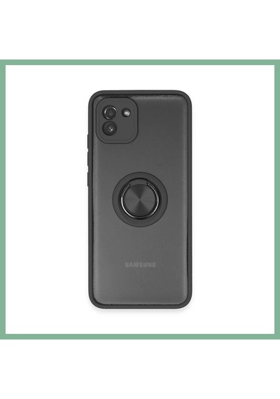 Bşkvirgo Samsung Galaxy A03 Uyumlu Kılıf Montreal Yüzüklü Silikon Kapak - Siyah Bsk2026