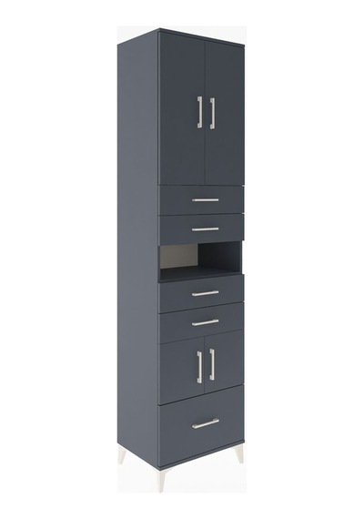 Hyperion Dolap 4 Raflı 5 Çekmeceli 4 Kapaklı 60x44x243 Antrasit-antrasit Antrasit