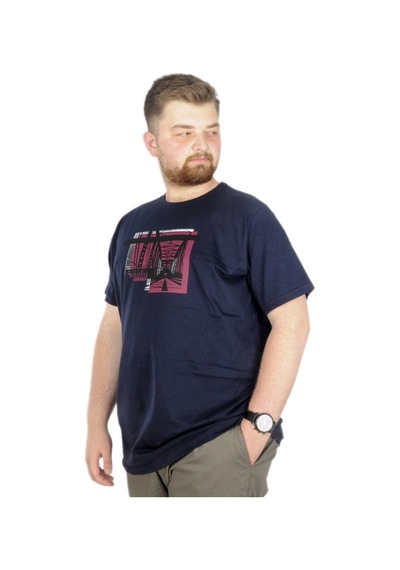 Mode Xl Büyük Beden T-Shirt Bisiklet Yaka Bridge 22167 Lacivert 001