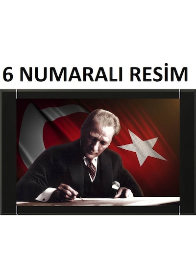 90X140 Cm Deri Çerçeveli Atatürk Resimli Makam Panosu