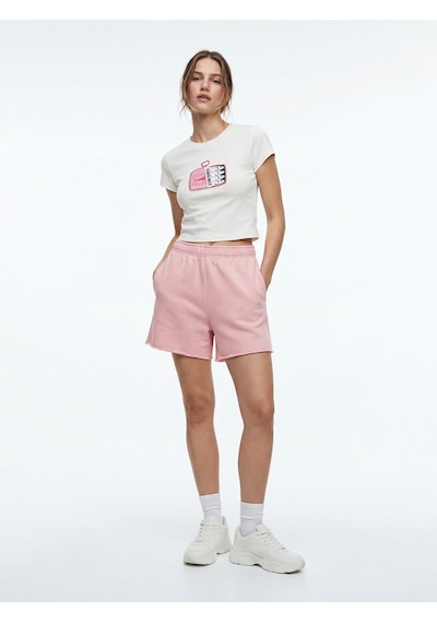 LTB Rahat Kesim Kısa Esnek Örme Pembe Şort Pembe