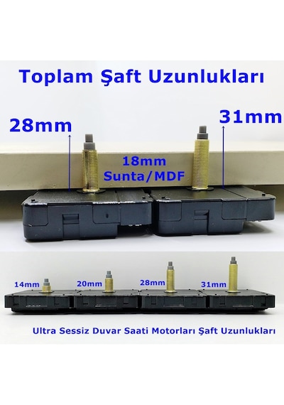 Duvar Saati Mekanizması Akrep-Yelkovan-Saniye(Motor) Siyah