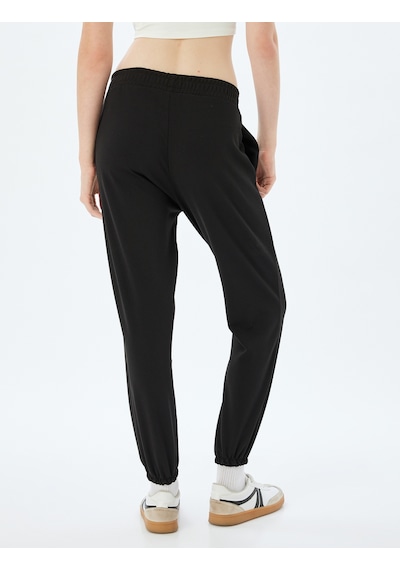 Koton Jogger Eşofman Altı Krep Scuba Kumaş Cepli Siyah 5wak30015ek Siyah