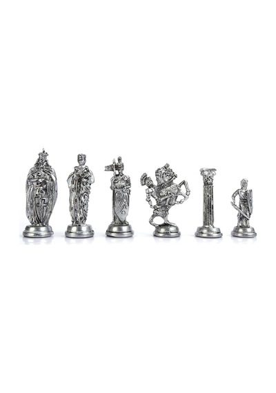 Gifthome Metal Satranç Takımı/seti Büyük, İngiliz, Antik Taş Ve Mocha Desenli Satranç Tahtası