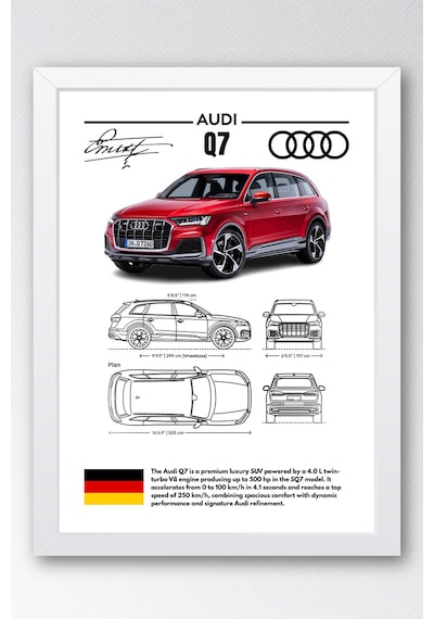 Audi Q7 Tablo - Teknik Özellikli Alman Lüks Suv Poster - Çerçeveli Duvar Dekoru - Araba Blueprint Beyaz Audi Q7 Tablo - Teknik Özellikli Alman Lüks Suv Poster - Çerçeveli Duvar Dekoru - Araba Blueprint Beyaz
