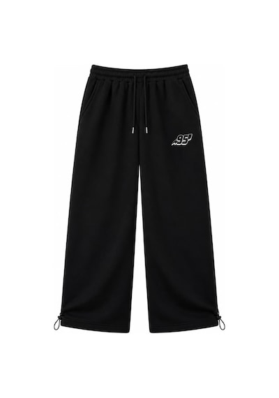 Zaee 95 Nakışlı Ayarlanabilir Paça Baggy Eşofman Altı Siyah