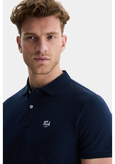 Ucla Lakes Lacivert Polo Yaka Nakışlı Standard Fit Erkek Tshirt Lacivert