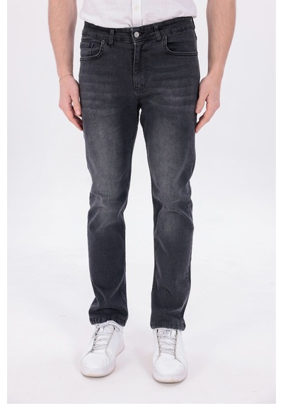 Blayn Jeans Erkek Gri Regular Fit Düz Paça Esnek Denim Kot Pantolon Günlük Antrasit Gri