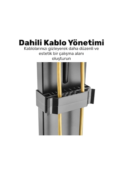 Npo Std2101b 17"-32" Vesa Uyumlu 180 Yükseklik Ayarlı Kablo Yönetimli Tekli Monitör Standı