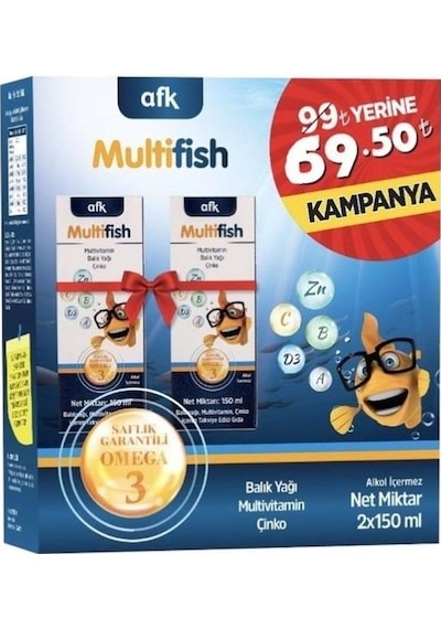 Multifish Omega Balık Yağı Şurup 150 ML 1+1 Avantajlı Paket