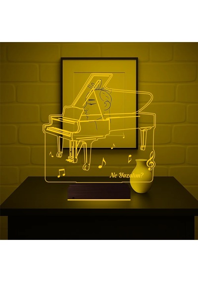Luvivia Piyano Müzik Piyanist Kişiye Özel 3d Lamba - Masa Gece Lambası V2 Şeffaf