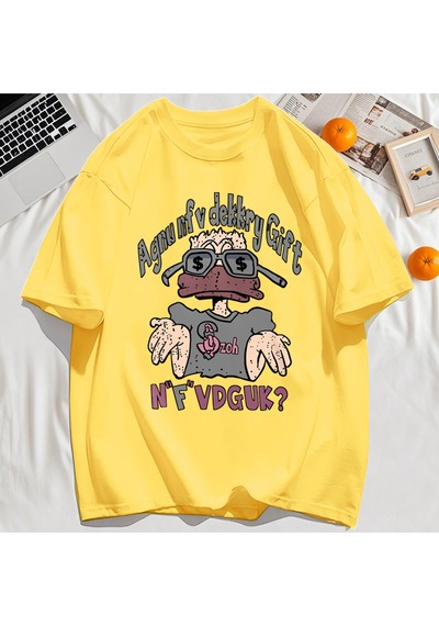 Startmore Y2k Vintage Tişört Tee Bir İnsan Gözlük Giyen Baskı Sarı