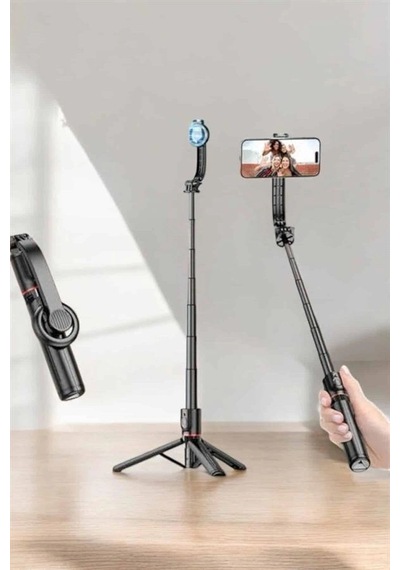 Kumandalı Tripod Telefon Tutucu Selfie Çubuğu 360 Derece Dönebilen .