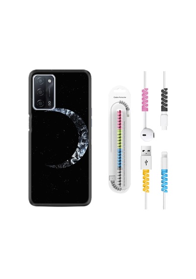 Oppo A55 Kılıf Kablo Koruyuculu Yalnız Ay 1744