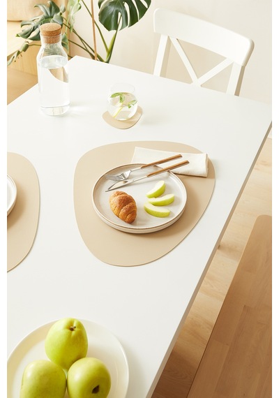 Home Wave 6'lı Bej/taş Renk Suni Deri Amerikan Servis Set 45 X 36 Cm Bej
