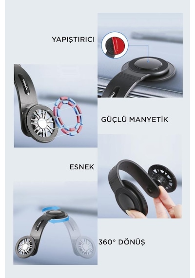 Torima Jx-057 Siyah Güçlü Manyetik 360 Dönebilen, Esnek, Yapışkan Tabanlı, Sarsıntı Önleyici Araç İçi Telefon Tutucu Siyah