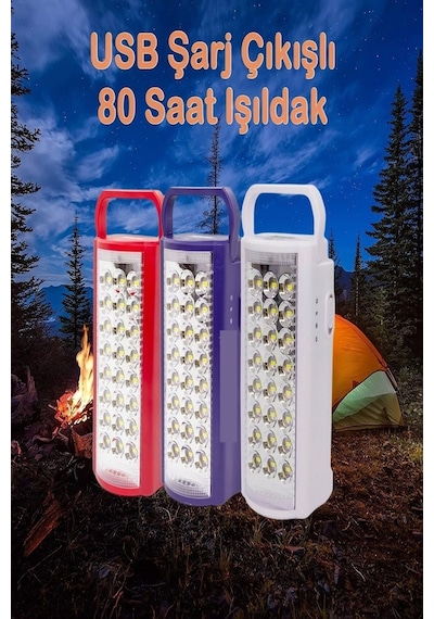 24 Led Ultra Güçlü Şarjlı Işıldak Powerbank El Feneri Kamp Masa Kafa Avcı Piknik Çadır Lambası Karışık