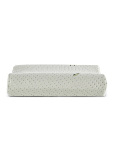 Bambu Kılıflı Medikal, Boyun Destekli Çift Taraflı Ortopedik Visco Visko Yastık 51x41x13-11cm 1350gr Beyaz - Yeşil
