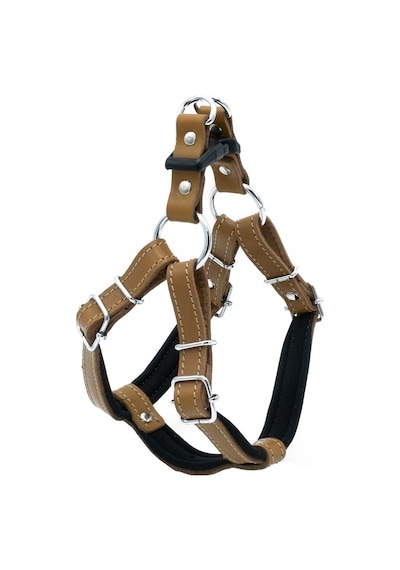 Doggie Konforlu Deri El Yapımı Ronin Model Köpek Göğüs Tasması 1.5 x 40-45 CM Camel Kahverengi