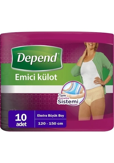 Depend Emici Külot EXStra Büyük Boy XL 120 - 150 Cm 10 Adet