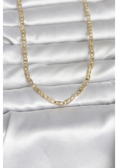 Cm 14k Gold Renk Lazer Kesim Zincirli Model 60 Cm Kadın Kolye - Lisinya altın