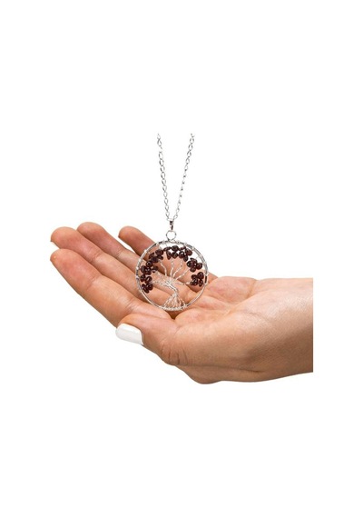 Erilsa Sertifikalı Doğal Lal - Garnet - Granat Taşı Hayat Ağacı Kolye Çok Renkli