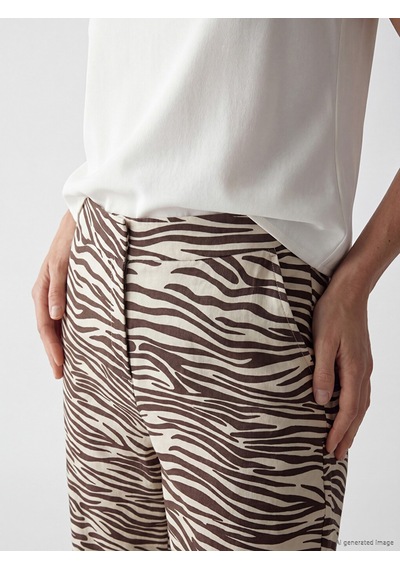 Lcwaıkıkı Basic Kahverengi Beli Lastikli Zebra Desenli Kadın Pantolon