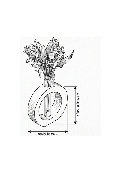 Beyaz Taş Tozu Halka Vazo Ve Cam Tüp Difüzör Seti - Minimalist Oval Geometrik Oda Kokusu Standı Beyaz