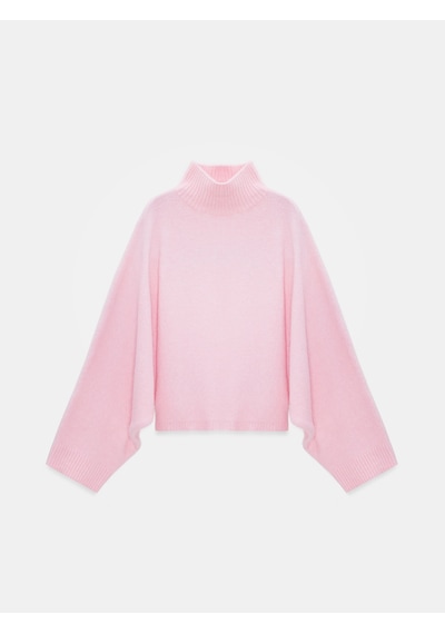 Dilvin 10817 Yün Karışımlı Yarasa Kol Kazak-pembe Pembe