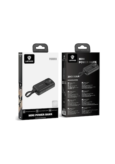 Lenyes Px0001d Akıllı Saat Kablosuz Şarj Taşınabilir Type-c Kablolu Powerbank 2000mah 2w Siyah