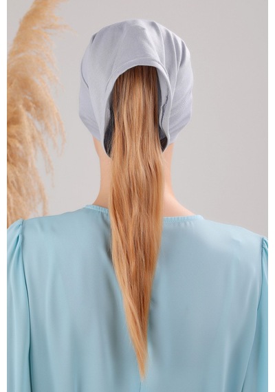 Melodi Scarf Tesettür Hazır Pratik Geçme Boru Bone Açık Gri Açık Gri