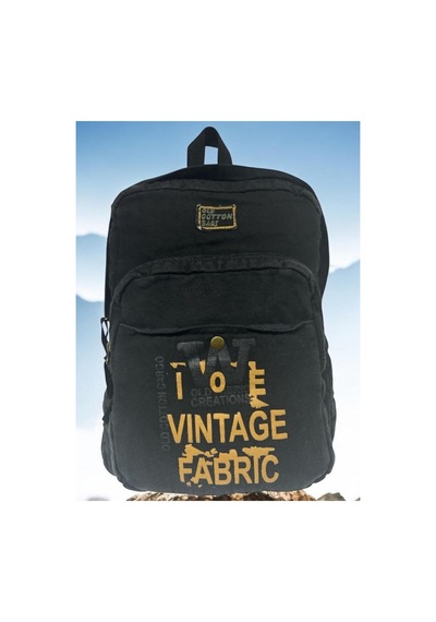 Old Cotton Cargo Kaliteli Vintage Salaş Disayn Günlük Gezi Spor Sırt Çantası Matanza Bag 30x42cm Gri - Siyah