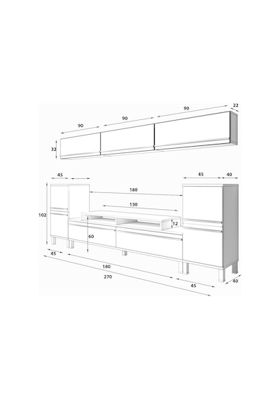 Decoraktiv Ekoflex 9 Mdf Krom Ayaklı Tv Ünitesi Tv Sehpası Ceviz