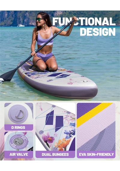 Lavender Harmony 11 Geniş Ve Dengeli Şişme Paddle Board 335x86x15 Cm (Tekerlekli taşıma çantalı) Sup Seti