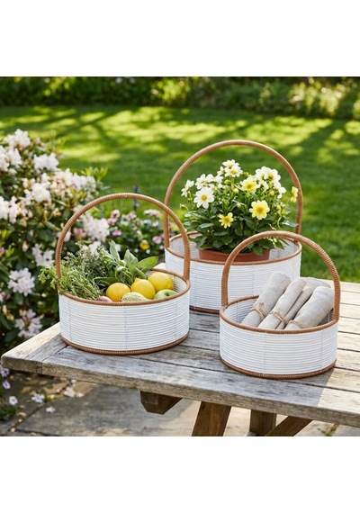 Şık Tasarım Çok Amaçlı İç İçe Geçebilen Plastik Rattan Sepet Seti