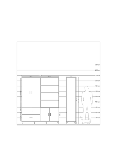 Hyperion Gardrop 7 Raflı 2 Çekmeceli Tek Askılı 176x44x221 Çam-aytaşı/antrasit Aytaşı/antrasit Hyperion Gardrop 7 Raflı 2 Çekmeceli Tek Askılı 176x44x221 Çam-aytaşı/antrasit Aytaşı/antrasit