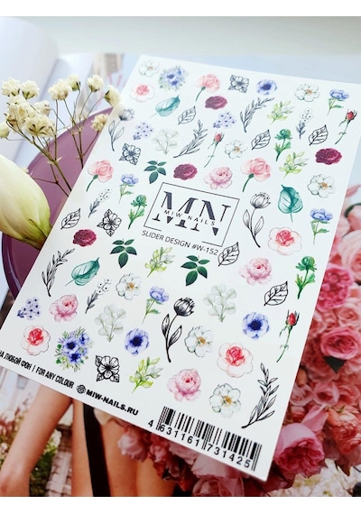Nail Art Slider Stiker Çiçek Çerçeve Premium W152