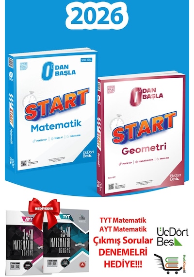 345-start Serisi Matematik-geometri Yanında 2 Adet Çıkmış Soru Denemesi Hediye